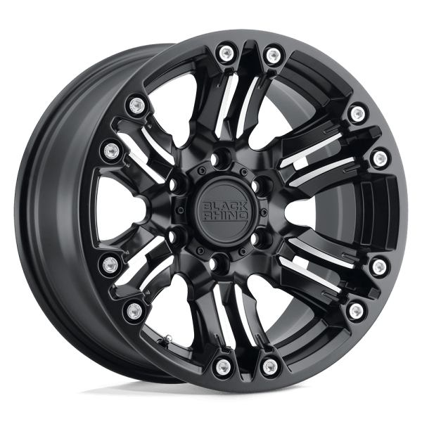 asagai truck wheels rims black rhino asagai 6 lug semi gloss black machined spoke 17x8 5 std png